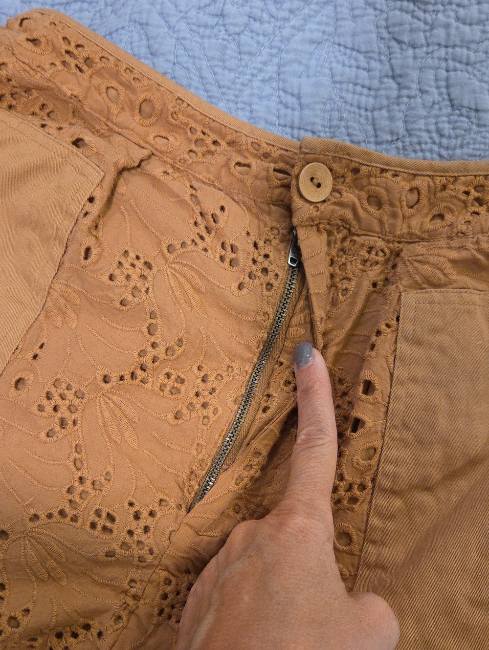 Joie Lawren Cotton Eyelet Utility Shorts - Orange/Indian Tan - Size 8 (EUC) - Picture 7 of 11